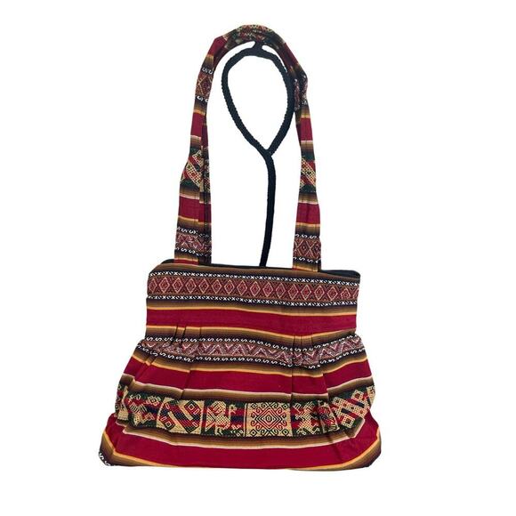 BOHEMIAN INKA TRIBAL SHOULDER BAG MULTICOLOR EMBROIDERED HANDMADE - Picture 9 of 12